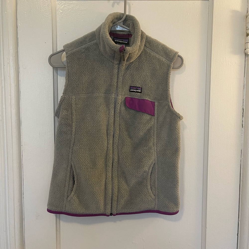Patagonia Heather Gray and Violet Fleece vest
